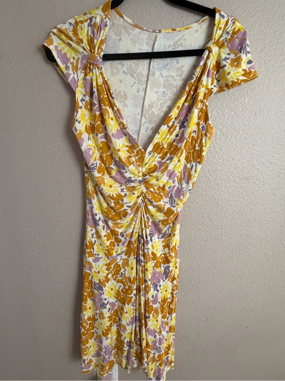 Free People Yellow & Lilac Floral Midi Dress